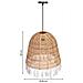 Lampada Da Soffitto In Rattan E Cotone Marrone D40x40h Cm - Foto miniatura 3