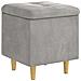 Pouf contenitore Grigio chiaro 40 x 40 x 45 cm Velluto - Foto miniatura 1