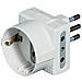 Adattatore Tris con 1 Presa Tedesca 2 Prese 10A 1500 W Colore Bianco - Foto miniatura 1
