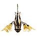 Lampadario 5 Luci In Metallo Marrone Spennellato Oro E Vetri Ambra Stile Classico - Foto miniatura 1