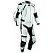 Tuta Pelle Moto Racing Pista Sport 2 Pezzi Divisibile Giacca Pantalone Bianco 48 - Foto miniatura 1