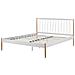 Letto Bianco Con Gambe Marrone Chiaro E Rete A Doghe 160 X 200 Cm Maurs - Foto miniatura 8