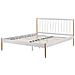 Letto Bianco Con Gambe Marrone Chiaro E Rete A Doghe 160 X 200 Cm Maurs - Foto miniatura 5