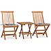 Set da Pranzo Giardino Pieghevole 3 pz Cuscino Massello di Teak - Foto miniatura 1