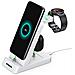 Caricabatterie Wireless 3 In 1 Per Cellulare, Smartwatch Samsung E Cuffie White - Foto miniatura 5