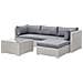 Divano Da Giardino Modulare 4 Posti Rattan Grigio Chiaro Sinistro Sano Ii - Foto miniatura 2