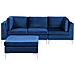 Divano Modulare 3 Posti Evja Velluto Blu Marino Con Ottomana - Foto miniatura 3