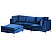 Divano Modulare 3 Posti Evja Velluto Blu Marino Con Ottomana - Foto miniatura 7