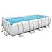 Piscina Fuori Terra - Rettangolo - 488x244x122 Cm - Grigio - Include Accessori Coordinati Cb36 - Foto miniatura 6