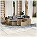 Set Divani da Giardino 7 pz con Cuscini Beige in Polyrattan - Foto miniatura 2