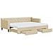 Divano Letto Estraibile con Cassetti Crema 80x200 cm in Tessuto - Foto miniatura 1