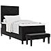 Letto a molle con materasso e panchina Nero 80x200 cm Velluto - Foto miniatura 1
