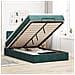 Pouf Letto con Materasso Verde Scuro 120x190 cm Velluto - Foto miniatura 2