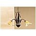 Lampadario 3 Luci In Metallo Marrone Spennellato Oro E Vetri Ambra Stile Classico - Foto miniatura 2