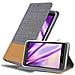 Custodia Compatibile Con Htc Desire 820 In Grigio Chiaro Marrone - Coperchio Protettiva Con Chiusura Magnetica, Funzione Stand E Tasca Per Le Carte - Foto miniatura 1