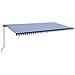 Tenda da Sole Retrattile Manuale con LED 600x350 cm Blu Bianco - Foto miniatura 1
