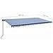 Tenda da Sole Retrattile Manuale con LED 600x350 cm Blu Bianco - Foto miniatura 2