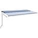 Tenda da Sole Retrattile Manuale con LED 600x350 cm Blu Bianco - Foto miniatura 3