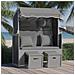 Strandkorb Cuscini Polyrattan E Legno Massello Antracite E Nero - Foto miniatura 1
