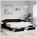Divano Letto Estraibile Con Cassetti Nero 90x200 Cm In Tessuto - Foto miniatura 1