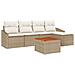 Set di divani da giardino 6 pezzi con cuscini Beige Polyrattan Acacia - Foto miniatura 1