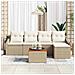 Set di divani da giardino 6 pezzi con cuscini Beige Polyrattan Acacia - Foto miniatura 3