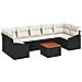 Set Divano da Giardino da 8 Pezzi con Cuscini Nero Polyrattan Acacia - Foto miniatura 1