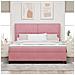 Letto a molle con materasso con led Rosa 180 x 200 cm Velluto - Foto miniatura 4