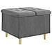 Pouf contenitore Grigio scuro 60 x 60 x 45 cm Velluto - Foto miniatura 1