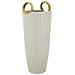 Vaso Shopping In Ceramica Bianca Con Manici Dorati 18x45 Cm - Foto miniatura 1