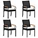 Sedie da giardino 4 pcs Nero e Bianco Crema Polyrattan e acacia - Foto miniatura 1