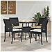 Sedie da giardino 4 pcs Nero e Bianco Crema Polyrattan e acacia - Foto miniatura 2