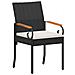 Sedie da giardino 4 pcs Nero e Bianco Crema Polyrattan e acacia - Foto miniatura 4