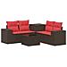 Set di divani 6 pz Marrone e Rosso Rattan sintetico e Acciaio - Foto miniatura 1