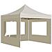 Gazebo Professionale Pieghevole Alluminio con Pareti 3x3m Crema - Foto miniatura 3