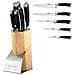 Mr-1421 Set Coltelli Cucina 7 Pezzi Ceppo Coltelli In Legno, Lame Acciaio Inox, Forbici Argento - Foto miniatura 1