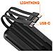 Batteria Esterna 10000mah + Cavi Lightning - Usb-c E Usb, Nero - Foto miniatura 3