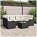 Set da Giardino  7 Pezzi con Cuscini Polyrattan Nero, Divano da Giardino  per 2 Persone con Cuscini Polyrattan Nero - Foto miniatura 2