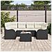 Set da Giardino  7 Pezzi con Cuscini Polyrattan Nero, Divano da Giardino  per 2 Persone con Cuscini Polyrattan Nero - Foto miniatura 3