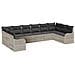 Set di divani da giardino  10 pezzi con cuscini grigio chiaro in polyrattan, Divano da giardino a 2 posti  con cuscini grigio chiaro in polyrattan - Foto miniatura 1