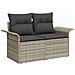 Set di divani da giardino con cuscini Grigio chiaro Polyrattan - Foto miniatura 6
