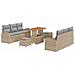 Set Divano da Giardino 9 Pezzi con Cuscini Beige Polyrattan Acacia, Divano da Giardino 2 Posti con Spazio di Stoccaggio & Cuscini Beige Polyrattan, Set da Pranzo da Giardino 3 Pezzi con Cuscini Beige Polyrattan Acacia - Foto miniatura 1