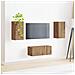 Set mobile TV 2 pcs Rovere artigianale Legno multistrato - Foto miniatura 4