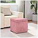 Pouf Rosa 41 x 41 x 40 cm Velluto e Legno Ingegnerizzato - Foto miniatura 3