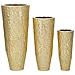 Set 3 Portavasi Glasy Oro In Ferro Con Lavorazione Decorativa - Foto miniatura 1