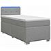 Letto con Box Spring, Materasso e LED Grigio Chiaro Singolo - Foto miniatura 1
