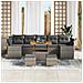 Set di Divani da Giardino  10 Pezzi con Cuscini Grigio Poly Rattan Acacia, Set di Pranzo da Giardino  3 Pezzi con Cuscini Grigio Poly Rattan Acacia - Foto miniatura 3