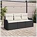 Set Divano da Giardino 3 Pezzi con Cuscini Nero Polyrattan - Foto miniatura 2