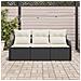 Set Divano da Giardino 3 Pezzi con Cuscini Nero Polyrattan - Foto miniatura 3