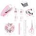 Set Di Graffettatrici Rosa - Kit Completo Di Cancelleria Per Ufficio Con Levapunti E Dispenser Di Nastro - Foto miniatura 3